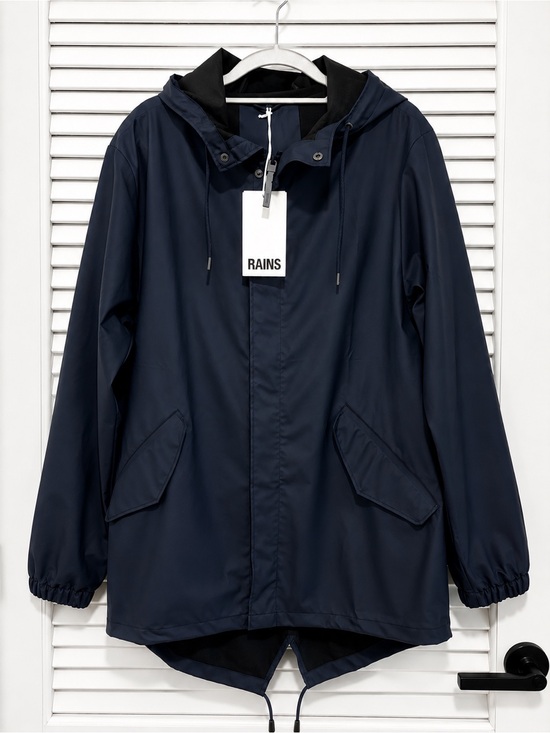 Rains Other - Rains Fishtail Jacket W3 Navy Waterproof Raincoat Hooded Jacket Unisex
